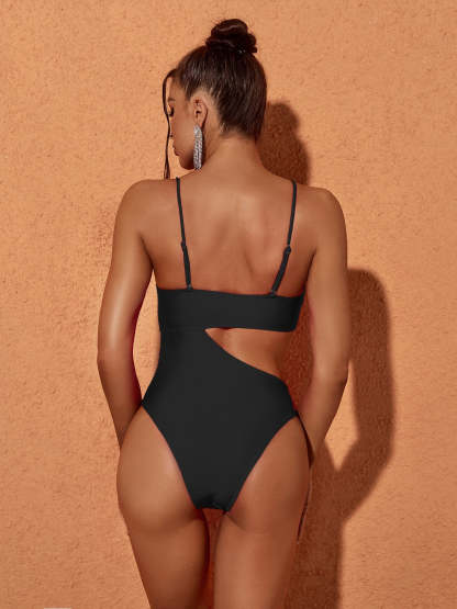 Framed Cutout One Piece Swimsuit In Black | Mix Mix Style-Mix MIx Style