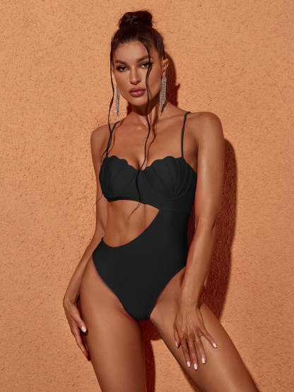 Framed Cutout One Piece Swimsuit In Black | Mix Mix Style-Mix MIx Style