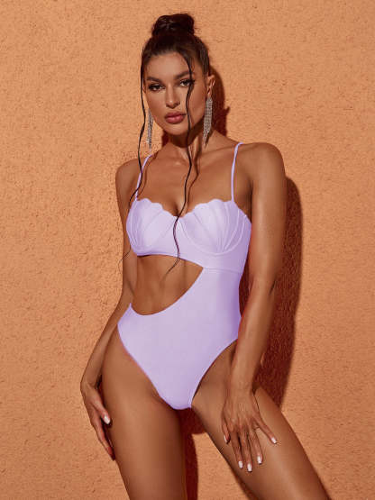 Chic Frame Cutout One Piece Swimsuit In Lilac | Mix Mix Style-Mix MIx Style