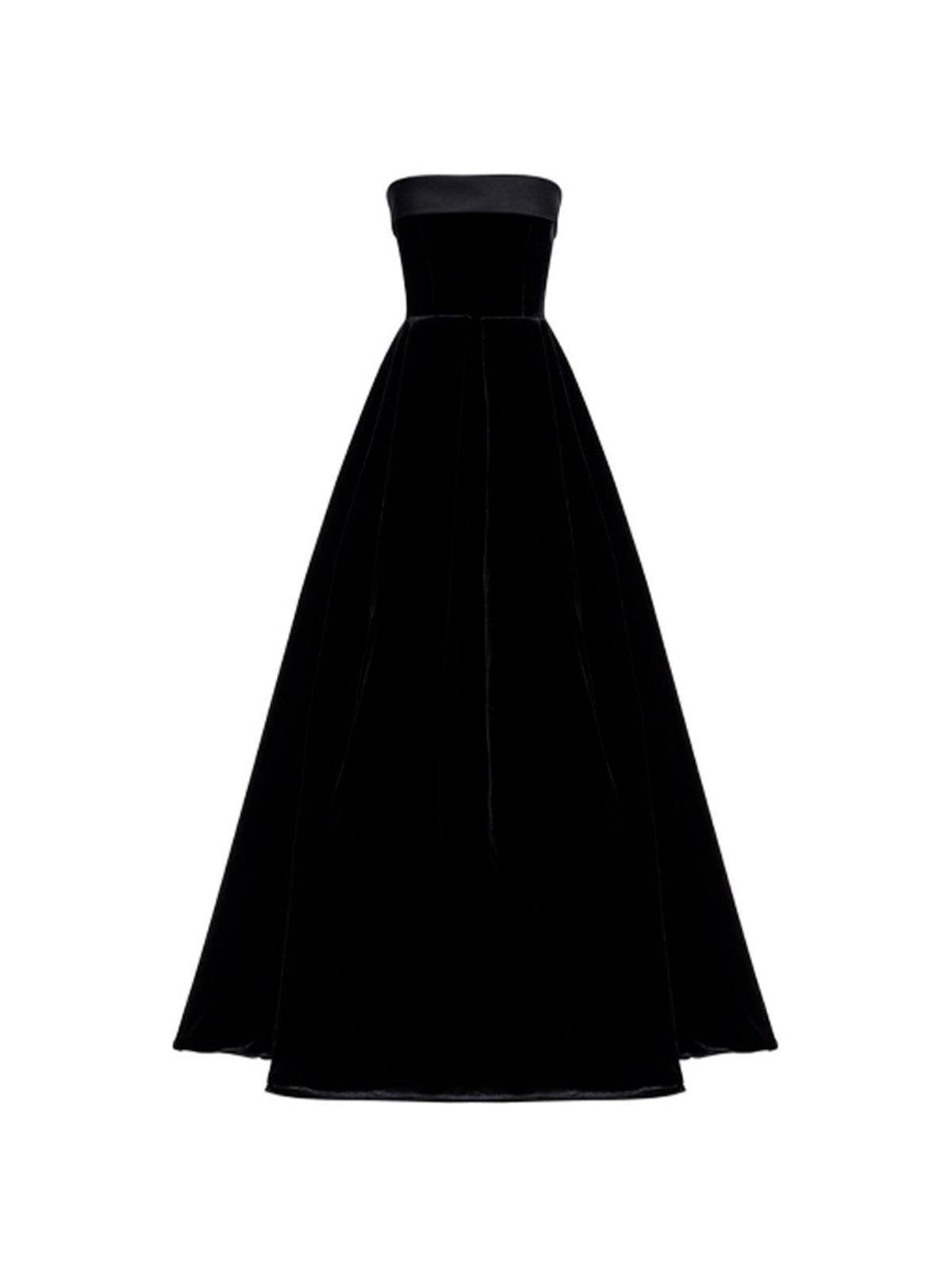Colleen Velvet Strapless Maxi Dress in Black-Mix MIx Style
