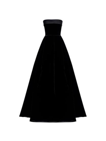 Colleen Velvet Strapless Maxi Dress in Black-Mix MIx Style