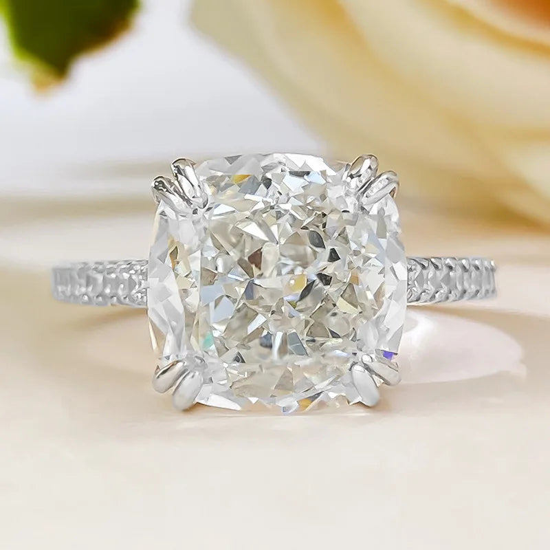 Cushion Cut 10mm Moissanite Diamond Ring 100% Real 925 Sterling Silver Party Wedding Band Rings for Women Men Engagement Jewelry-Mix MIx Style