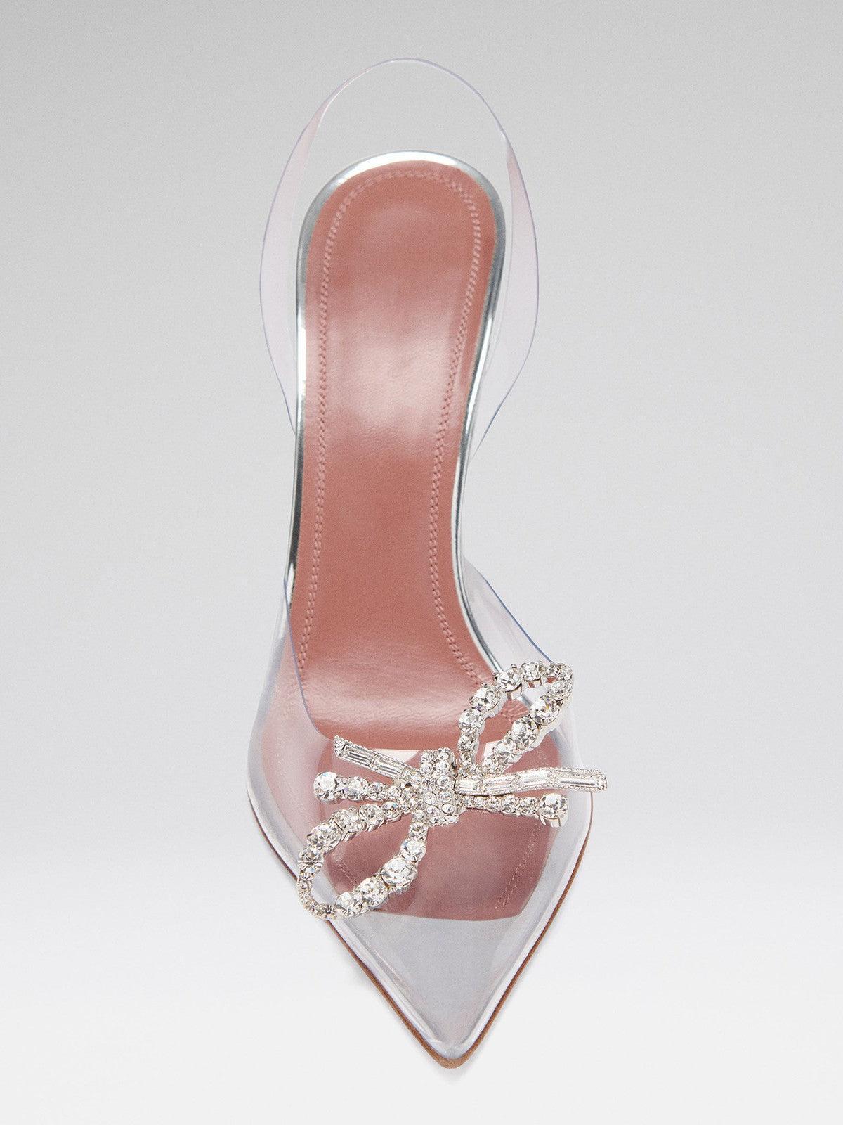 Daffodil Crystal Bow Heels In Silver-Mix MIx Style