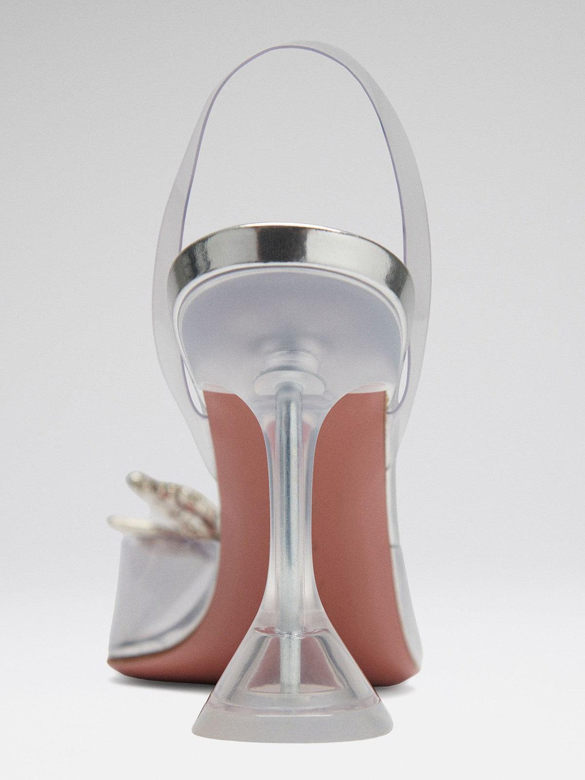 Daffodil Crystal Bow Heels In Silver-Mix MIx Style