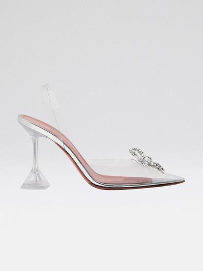 Daffodil Crystal Bow Heels In Silver-Mix MIx Style