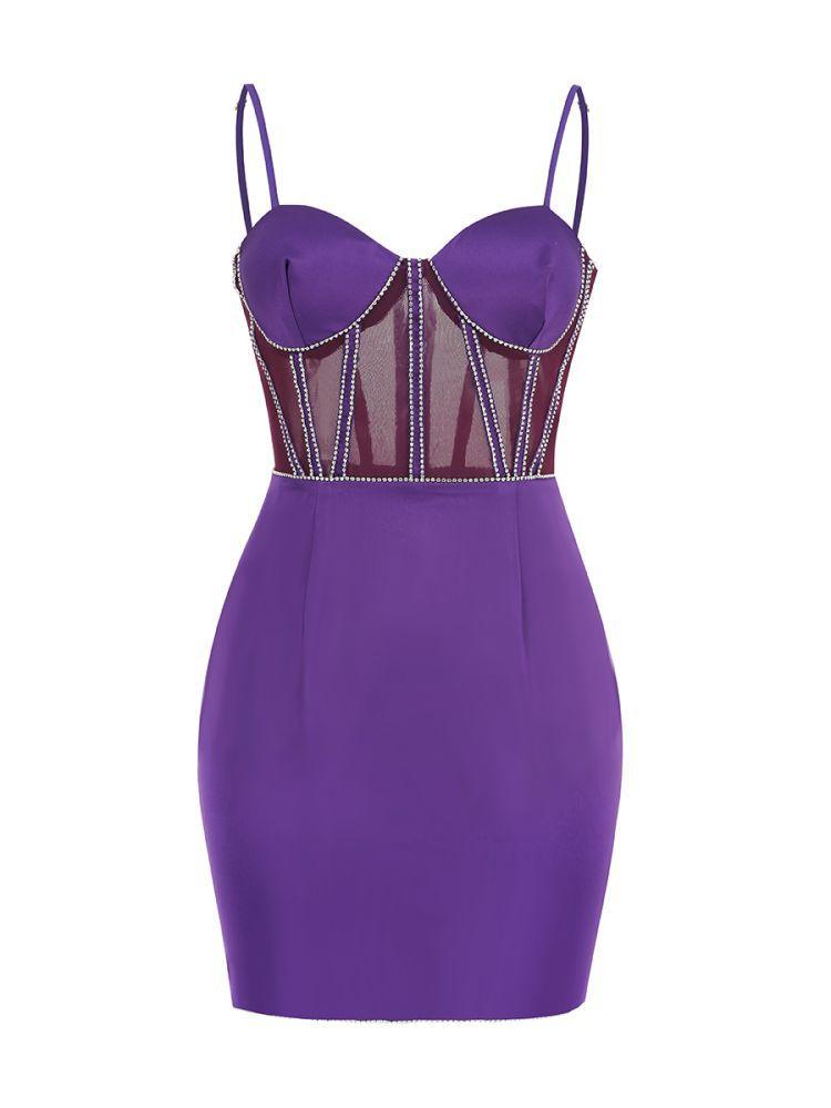 Corset Satin Mini Dress In Purple | Mix Mix Style [Hot Seller]-Mix MIx Style