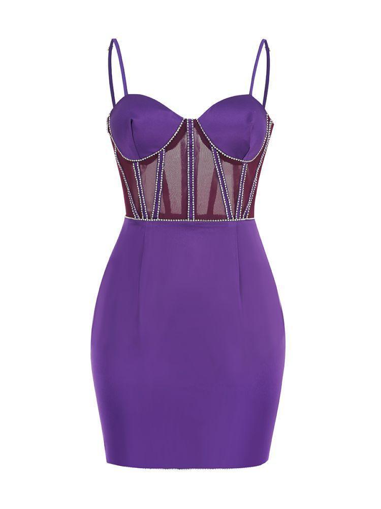 Corset Satin Mini Dress In Purple | Mix Mix Style [Hot Seller]-Mix MIx Style