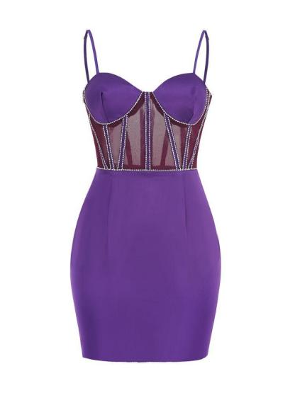 Corset Satin Mini Dress In Purple | Mix Mix Style [Hot Seller]-Mix MIx Style