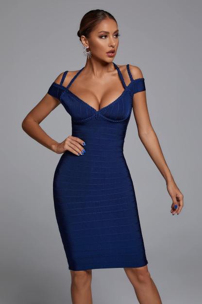 Bandage Midi Dress - Blue Navy | Mix Mix Style [Hot Seller]-Mix MIx Style