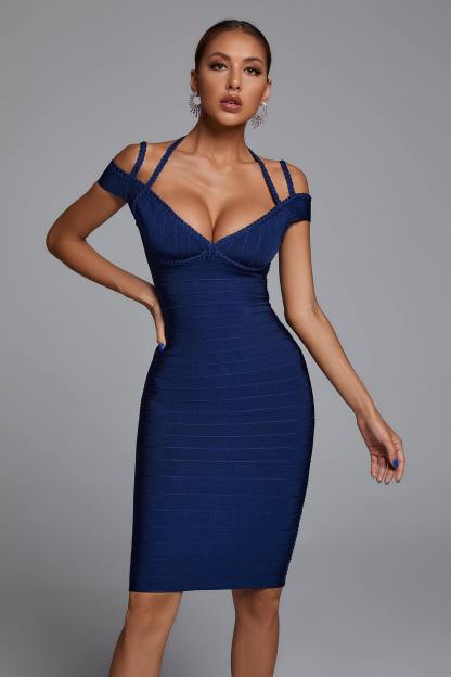 Bandage Midi Dress - Blue Navy | Mix Mix Style [Hot Seller]-Mix MIx Style