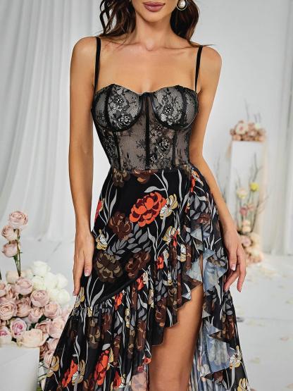Deborah Mesh Floral Midi Dress-Mix MIx Style