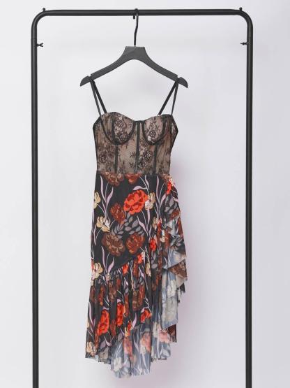 Deborah Mesh Floral Midi Dress-Mix MIx Style