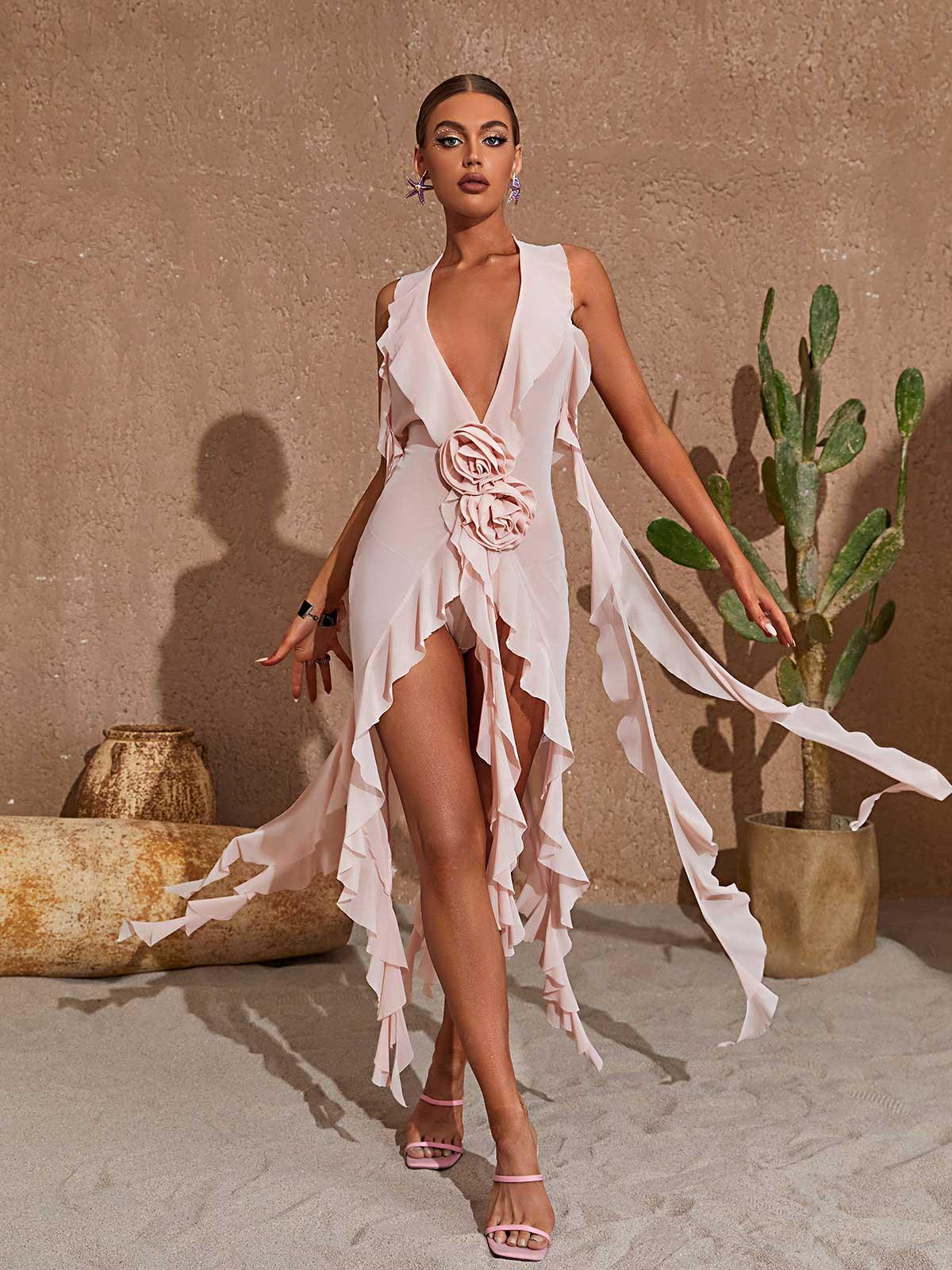 Plunge Mesh Top In Pink | Mix Mix Style [Hot Seller]-Mix MIx Style