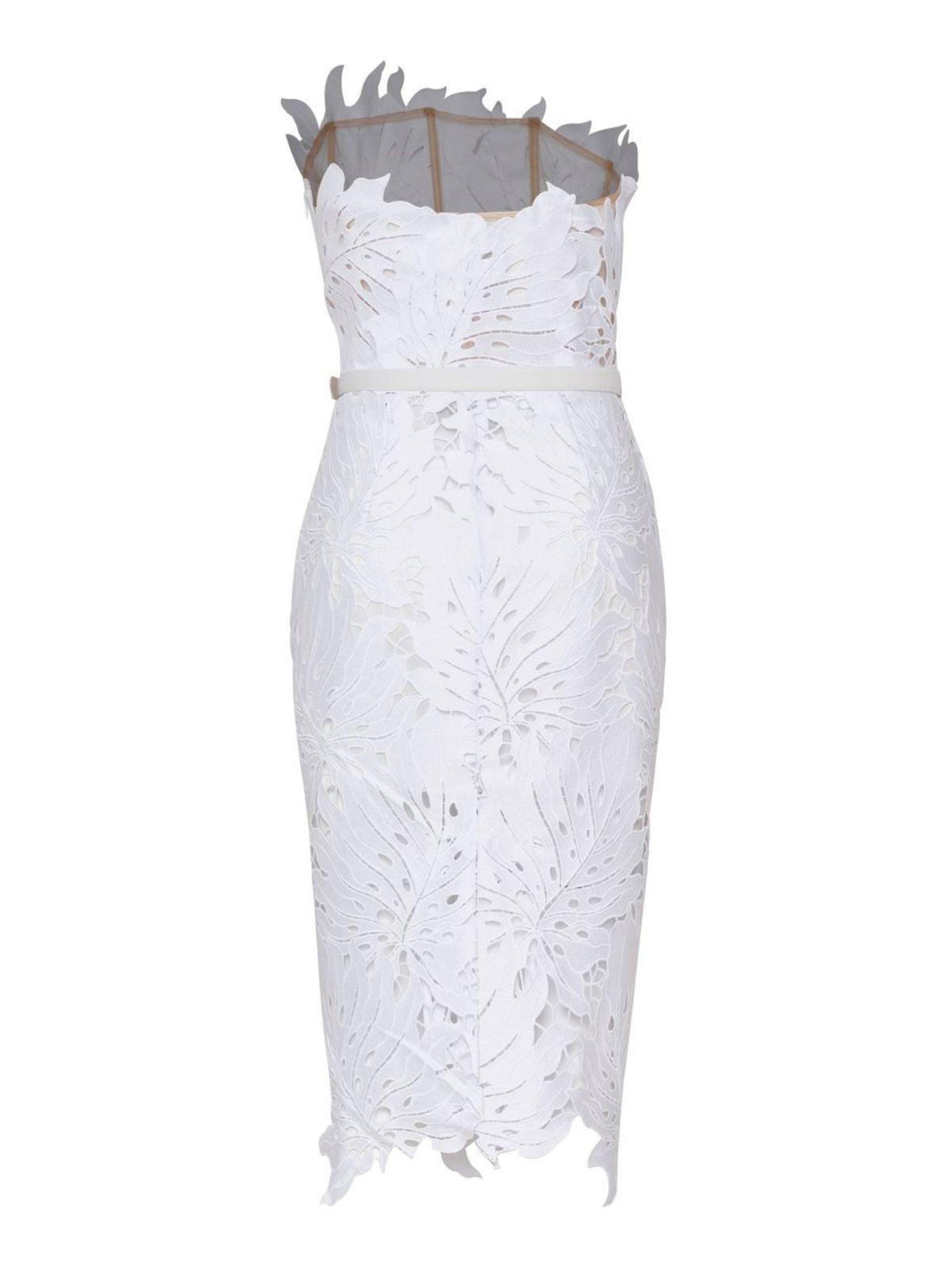 Strapless White Lace Midi Dress | Mix Mix Style [Hot Seller]-Mix MIx Style