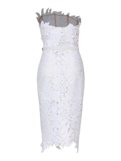 Strapless White Lace Midi Dress | Mix Mix Style [Hot Seller]-Mix MIx Style