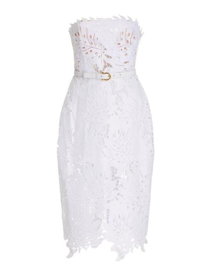 Strapless White Lace Midi Dress | Mix Mix Style [Hot Seller]-Mix MIx Style