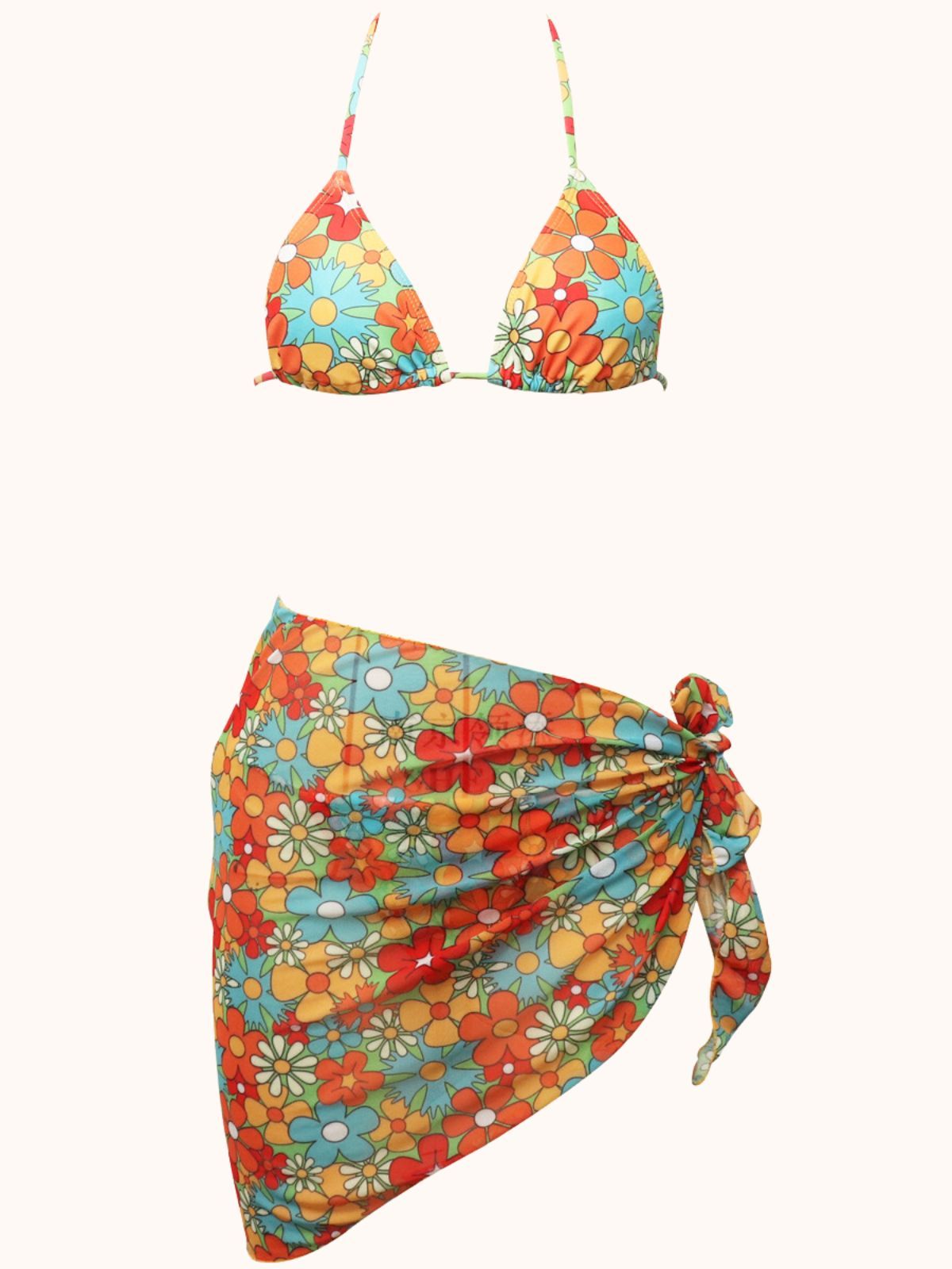 Multicolor Floral Bikini Three Piece Set | Mix Mix Style-Mix MIx Style