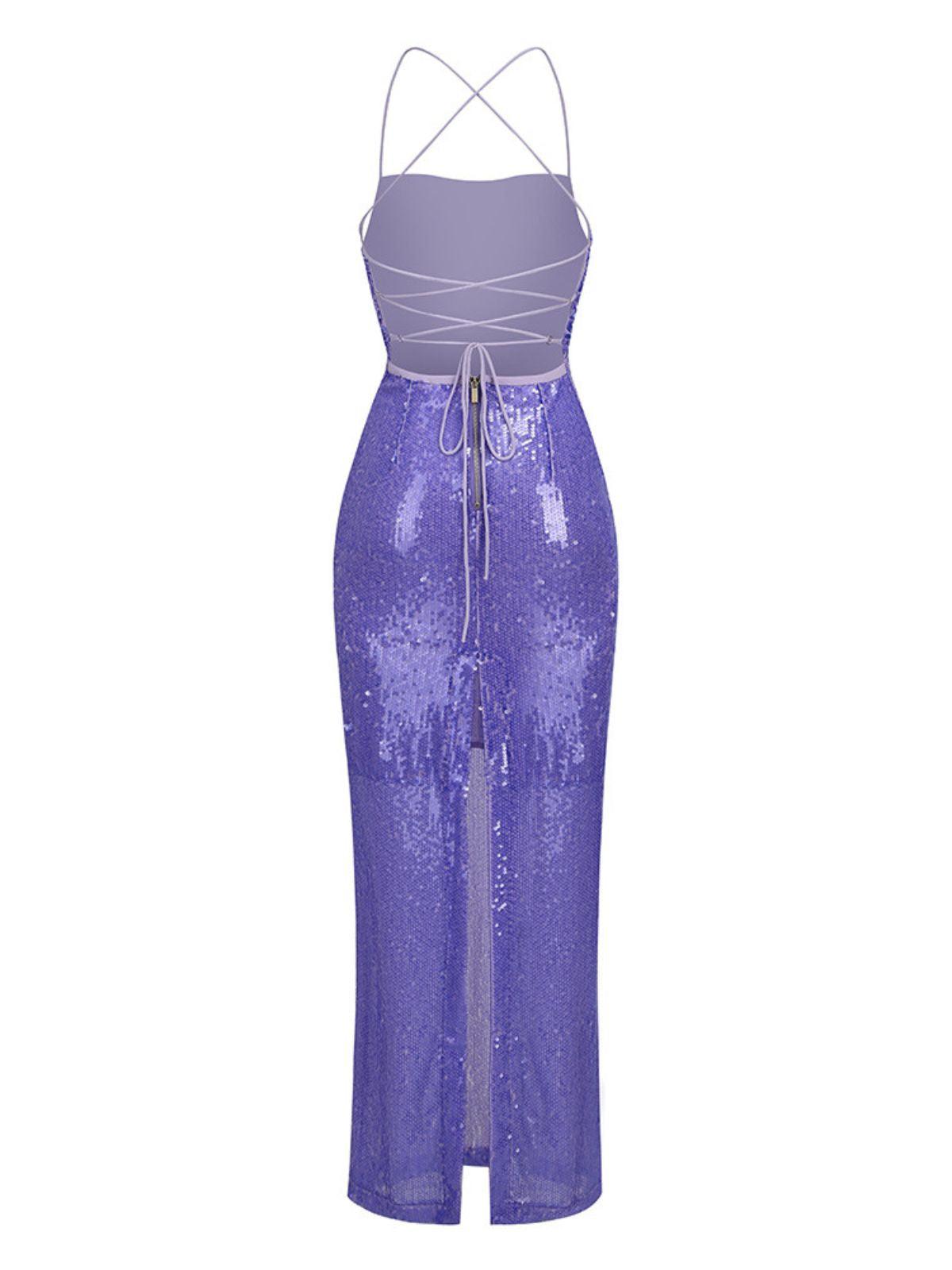 Sequin Maxi Dress In Purple | Mix Mix Style [Hot Seller]-Mix MIx Style