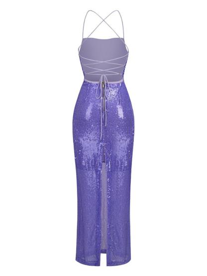 Sequin Maxi Dress In Purple | Mix Mix Style [Hot Seller]-Mix MIx Style