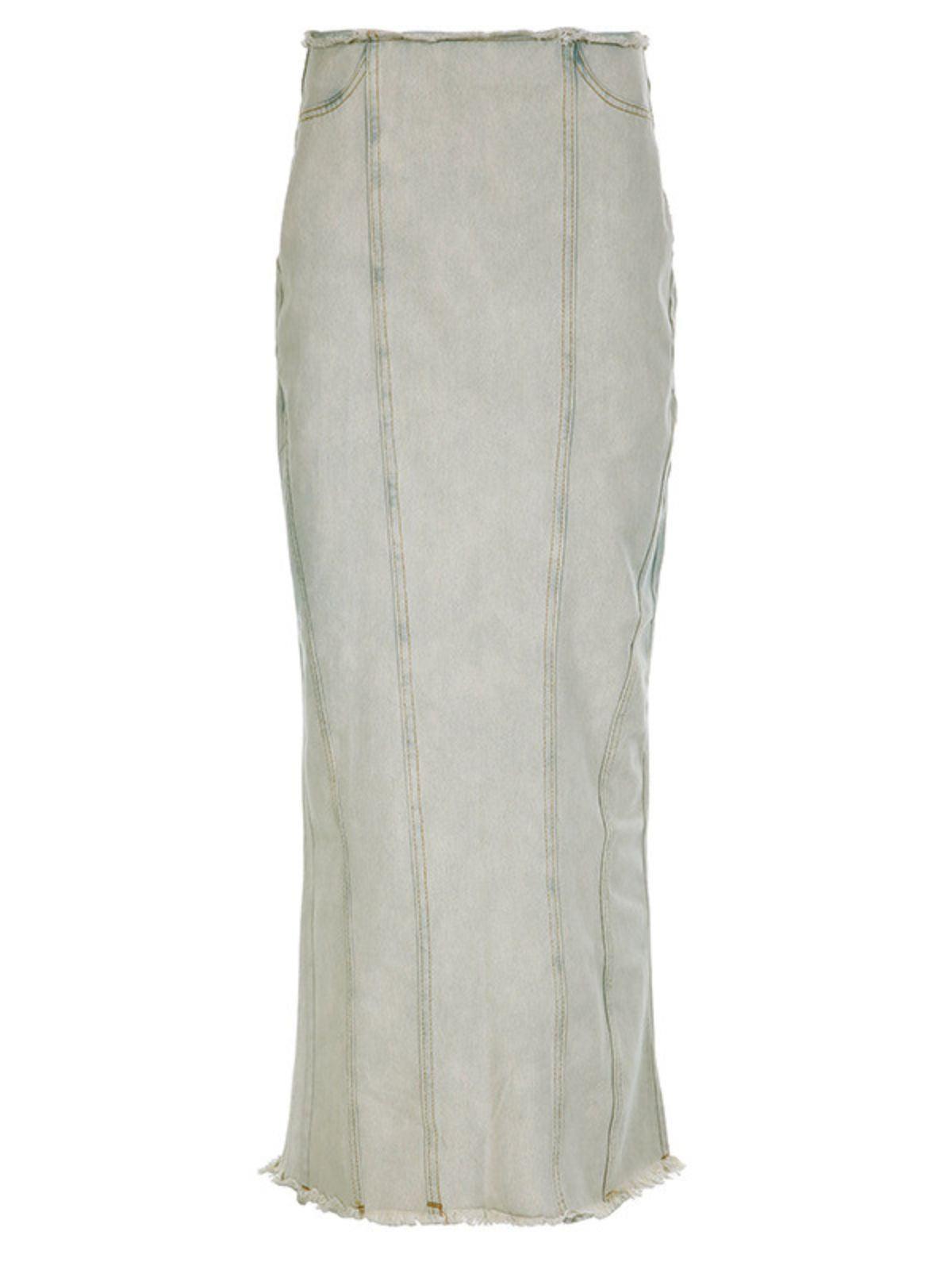 Gray Denim Maxi Skirt | Mix Mix Style [Hot Seller]-Mix MIx Style