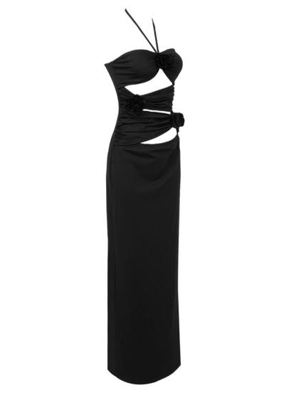 Dorcas Halterneck Cutout Maxi Dress In Black-Mix MIx Style
