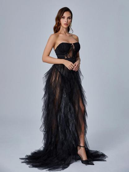 Dorothy Tulle Maxi Dress In Black-Mix MIx Style