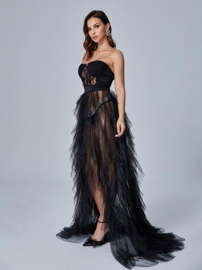 Dorothy Tulle Maxi Dress In Black-Mix MIx Style