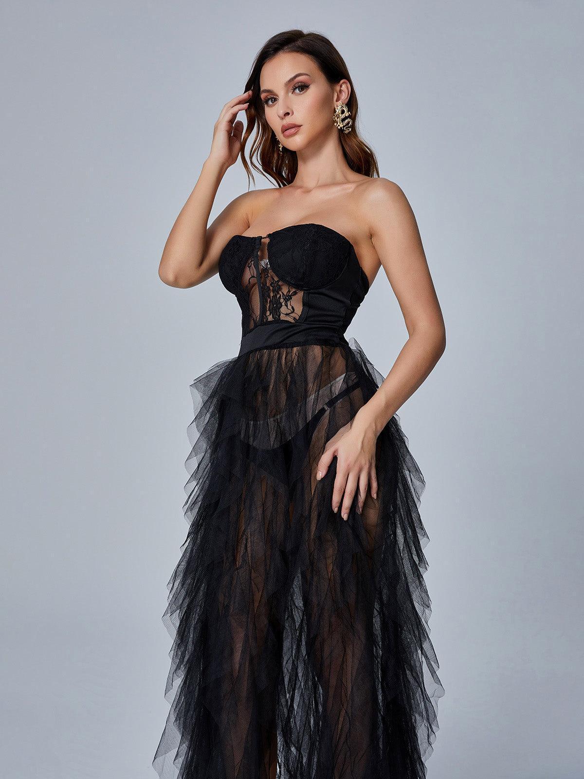 Dorothy Tulle Maxi Dress In Black-Mix MIx Style