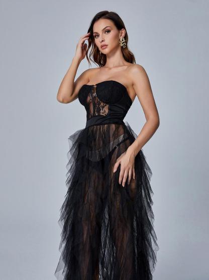 Dorothy Tulle Maxi Dress In Black-Mix MIx Style