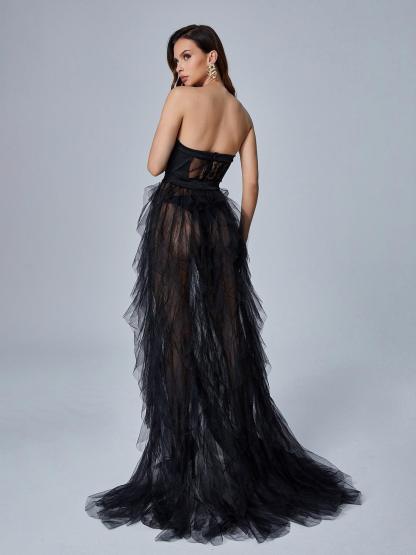 Dorothy Tulle Maxi Dress In Black-Mix MIx Style