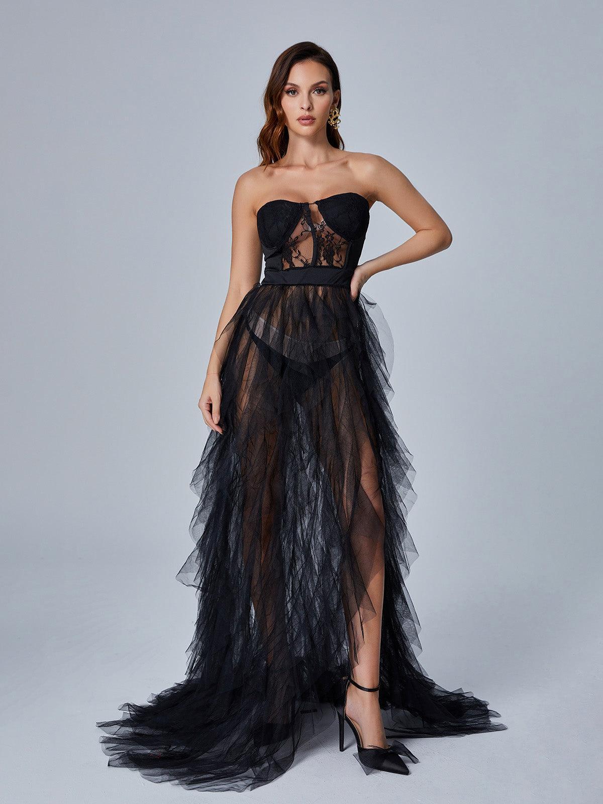 Dorothy Tulle Maxi Dress In Black-Mix MIx Style