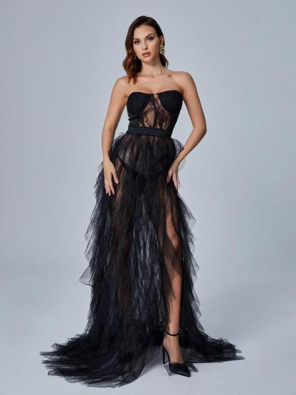 Dorothy Tulle Maxi Dress In Black-Mix MIx Style