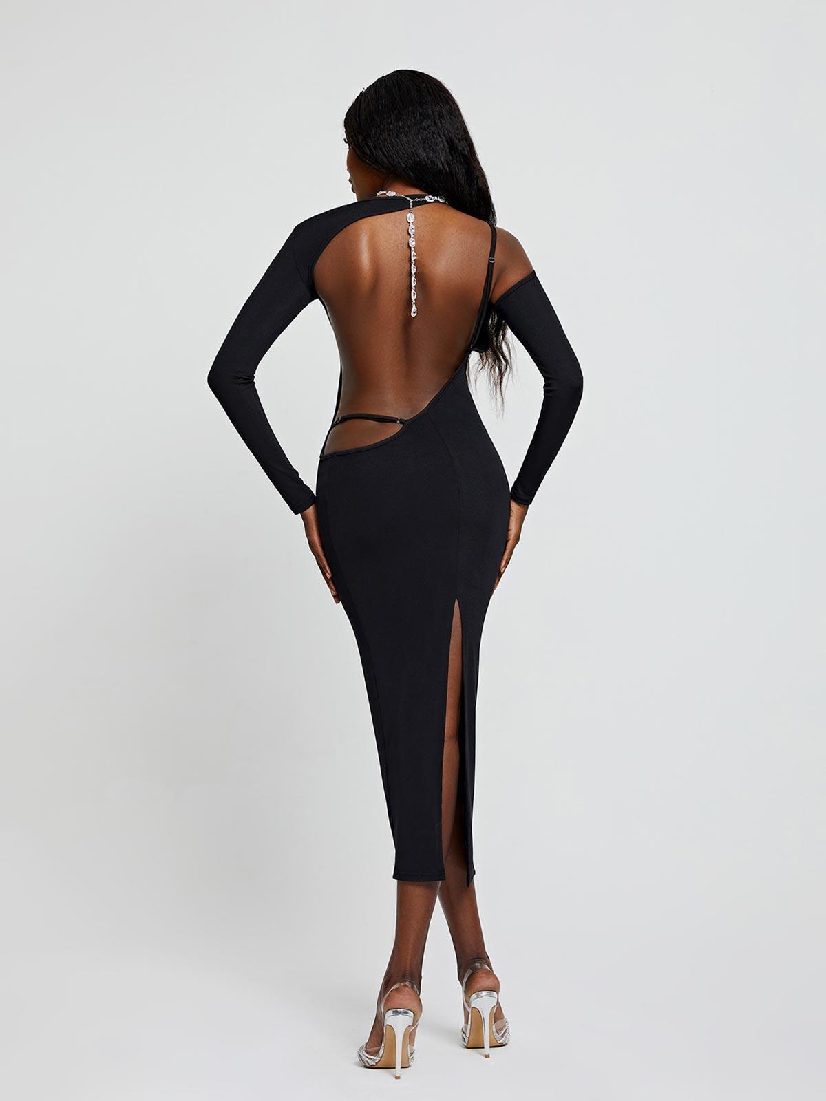 Dove Long Sleeve Backless Midi Dress  | Mix Mix Style [Hot Seller]-Mix MIx Style