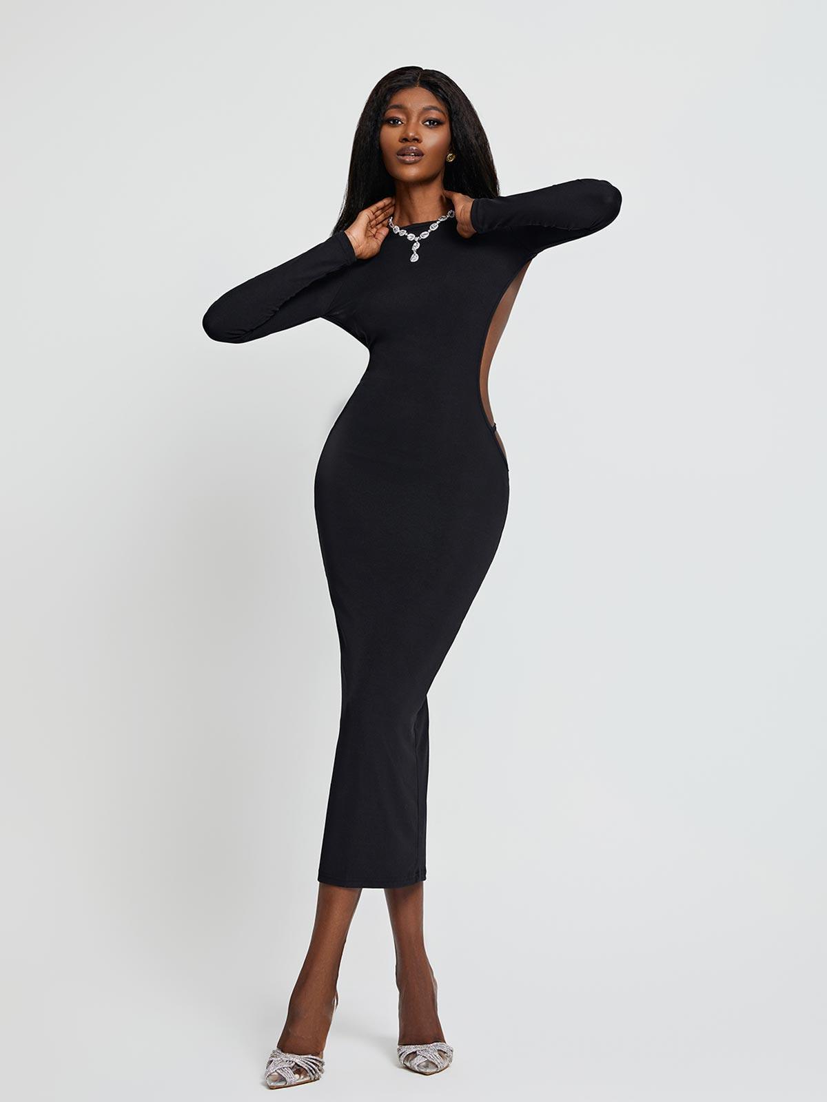 Dove Long Sleeve Backless Midi Dress  | Mix Mix Style [Hot Seller]-Mix MIx Style