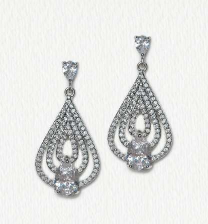 Deco Teardrop Chandelier 18K White Gold Earrings | Mix Mix Style [Hot Seller]-Mix MIx Style