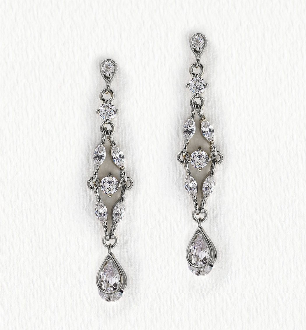 Marquise Dainty Moissanite Drop 18K White Gold Earrings | Mix Mix Style [Hot Seller]-Mix MIx Style
