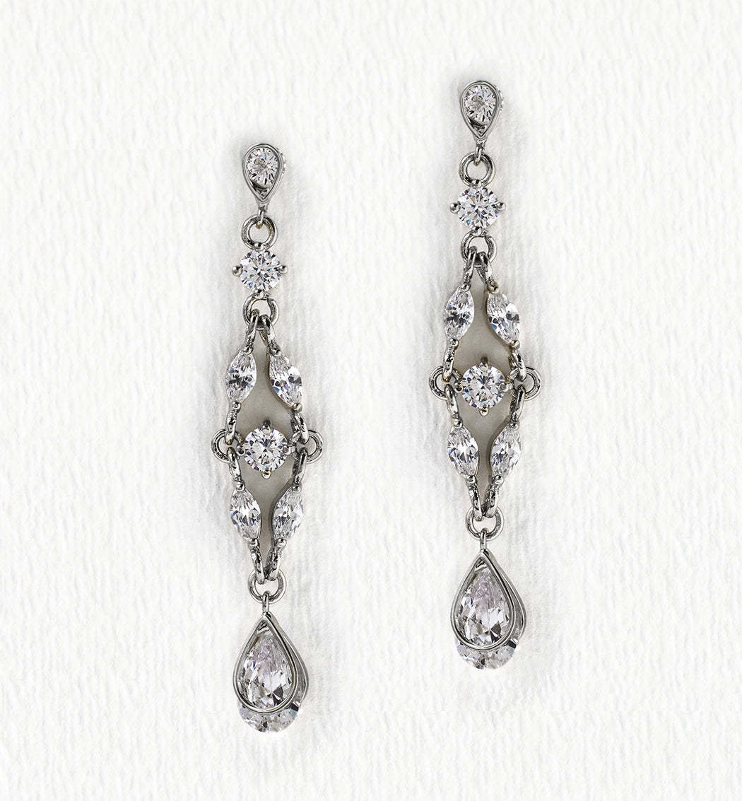 Marquise Dainty Moissanite Drop 18K White Gold Earrings | Mix Mix Style [Hot Seller]-Mix MIx Style