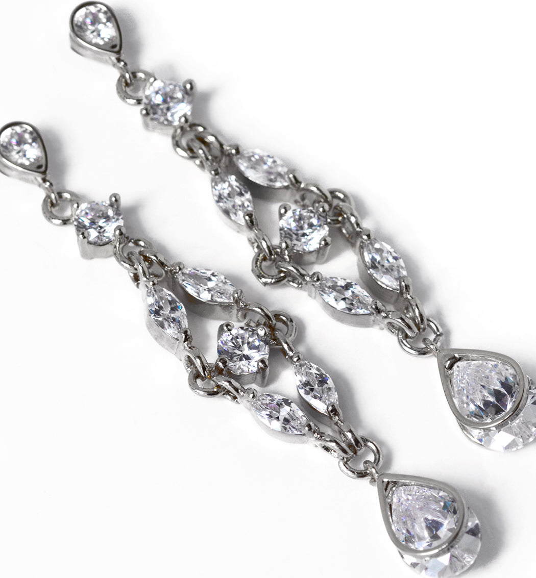 Marquise Dainty Moissanite Drop 18K White Gold Earrings | Mix Mix Style [Hot Seller]-Mix MIx Style