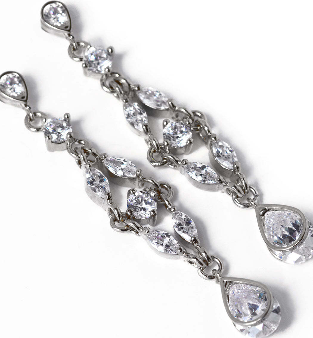 Marquise Dainty Moissanite Drop 18K White Gold Earrings | Mix Mix Style [Hot Seller]-Mix MIx Style