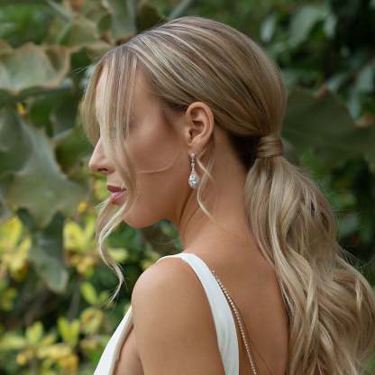 Moissanite Drop 18k White Gold Earrings | Mix Mix Style [Hot Seller]-Mix MIx Style