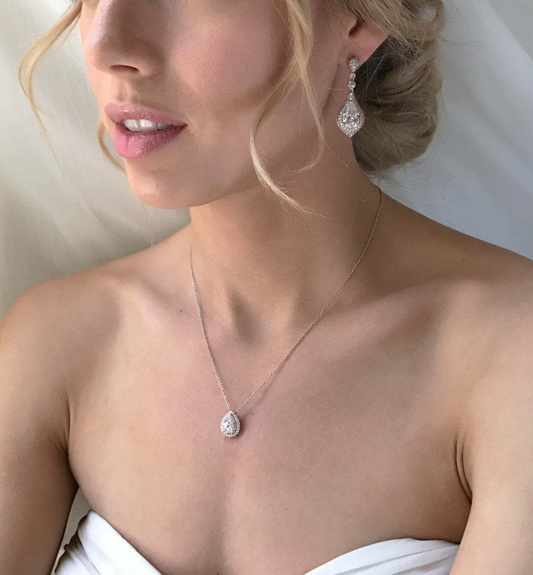 Teardrop 18K White Gold Necklace | Mix Mix Style [Hot Seller]-Mix MIx Style