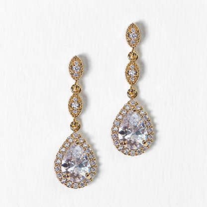 Moissanite Teardrop Drop 18K Gold Plated Earrings | Mix Mix Style [Hot Seller]-Mix MIx Style