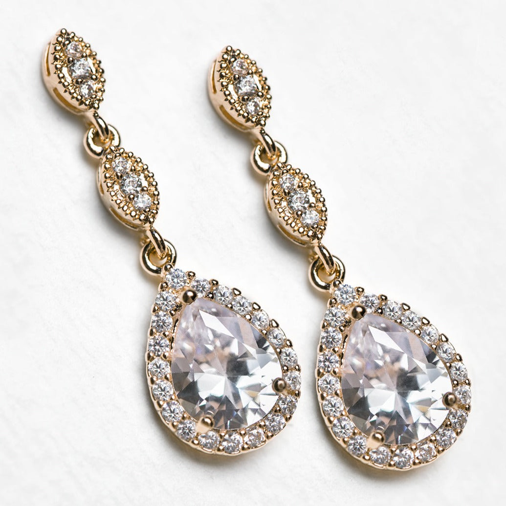 Moissanite Teardrop Drop 18K Gold Plated Earrings | Mix Mix Style [Hot Seller]-Mix MIx Style