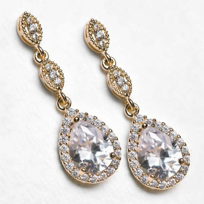 Moissanite Teardrop Drop 18K Gold Plated Earrings | Mix Mix Style [Hot Seller]-Mix MIx Style