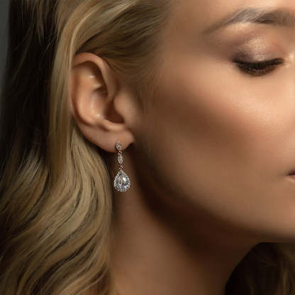 Teardrop Drop 18K White Gold Earrings Jewelry Set | Mix Mix Style [Hot Seller]-Mix MIx Style