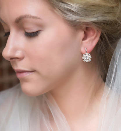 Moissanite Deco Cushion 18K White Gold Drop Earrings | Mix Mix Style [Hot Seller]-Mix MIx Style