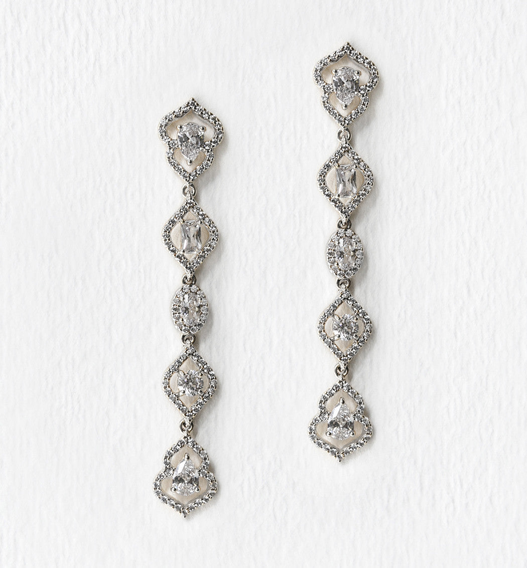 Dainty Drop Moissanite 18K White Gold Earrings | Mix Mix Style [Hot Seller]-Mix MIx Style