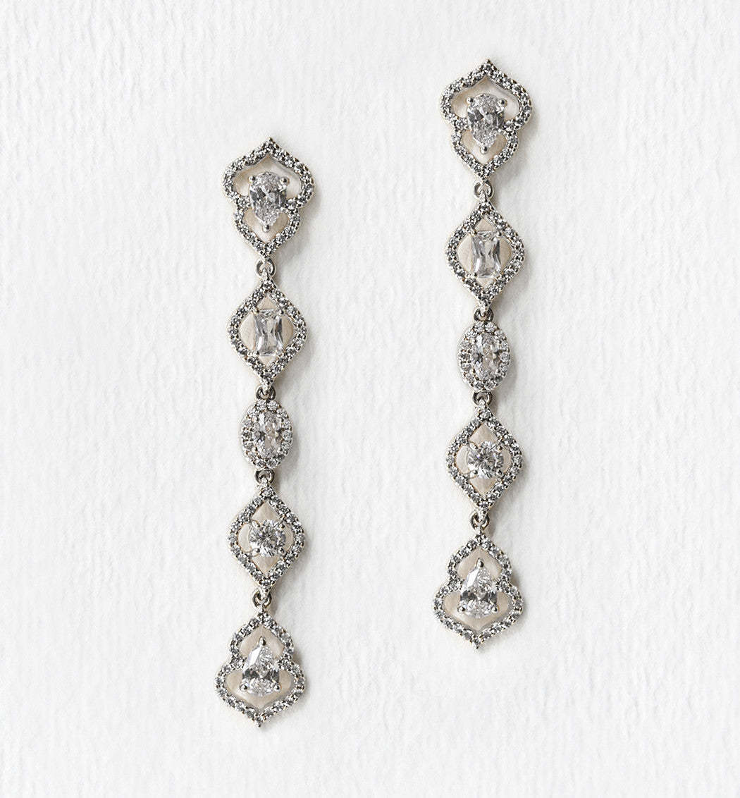 Dainty Drop Moissanite 18K White Gold Earrings | Mix Mix Style [Hot Seller]-Mix MIx Style