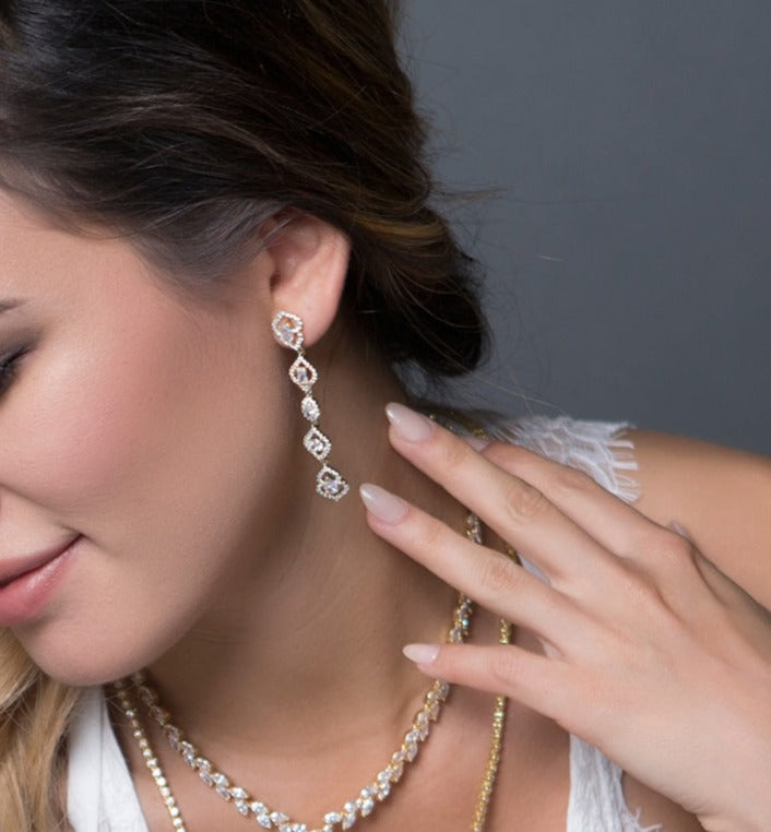 Dainty Drop Moissanite 18K White Gold Earrings | Mix Mix Style [Hot Seller]-Mix MIx Style