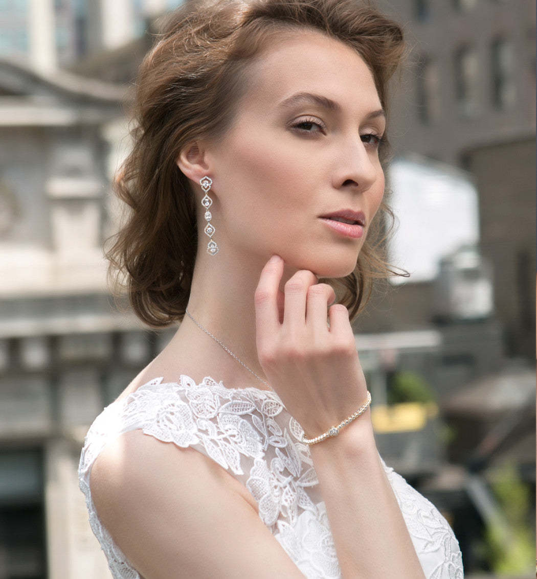 Dainty Drop Moissanite 18K White Gold Earrings | Mix Mix Style [Hot Seller]-Mix MIx Style